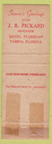 Matchbook Cover - JB Piackard Hotel Floridian Tampa FL Christmas TAPED