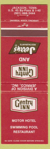 Matchbook Cover - Centry Inn Jackson TN
