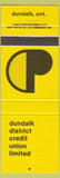 Matchbook Cover - Dundalk District Credit Union ON yellow
