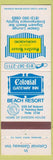 Matchbook Cover - Colonial Gateway Inn Beach Resort St Petersburg Beach FL