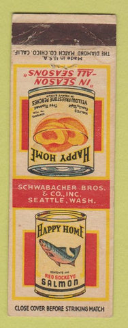 Matchbook Cover - Happy Home Canned Peaches Salmon Seattle WA WEAR