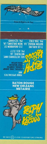 Matchbook Cover - Ralph and Kagoo's  Baton Rouge New Orleans Metairie LA