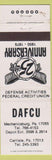 Matchbook Cover - DAFCU Defense Credit Union Mechanicsburg Carlisle PA WEAR