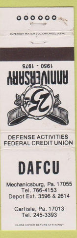 Matchbook Cover - DAFCU Defense Credit Union Mechanicsburg Carlisle PA WEAR