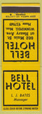 Matchbook Cover - Bell Hotel Winnipeg MB