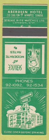 Matchbook Cover - Aberdeen Hotel Winnipeg MB