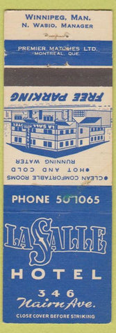 Matchbook Cover - LaSalle Hotel Winnipeg MB WEAR