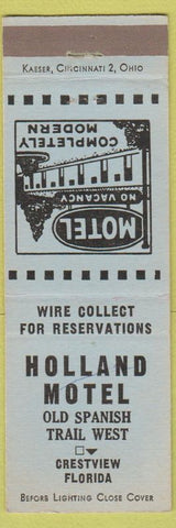 Matchbook Cover - Holland Motel Crestview FL