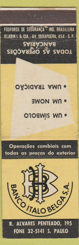 Matchbook Cover - Banco Italo Belga Penteado Brasil