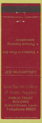 Matchbook Cover - Joe McCartney Fine Art Oxford Street Levin New Zealand