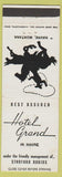 Matchbook Cover - Hotel Grand Havre MT cowboy