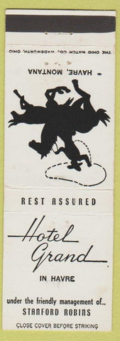 Matchbook Cover - Hotel Grand Havre MT cowboy