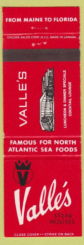 Matchbook Cover - Valle's Steak Houses CHAIN