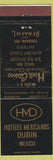 Matchbook Cover - Hoteles Mexicanos Dubin Mexico Genova