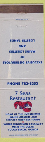 Matchbook Cover - 7 Seas Restaurant lobster Cocoa Beach fL WORN