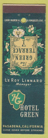 Matchbook Cover - Hotel Green Pasadena CA