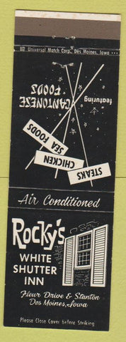 Matchbook Cover - Rocky's White Shutter Inn Des Moines IA