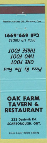 Matchbook Cover - Oak Farm Tavern Restaurant Scarborough ON