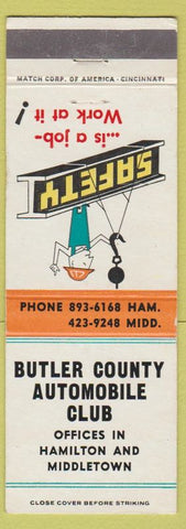 Matchbook Cover - Butler County Auto Club Middletown Hamilton OH