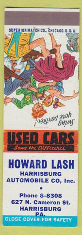 Matchbook Cover - Howard Lash Used Cars Harrisburg PA Hillbilly Swing Partner