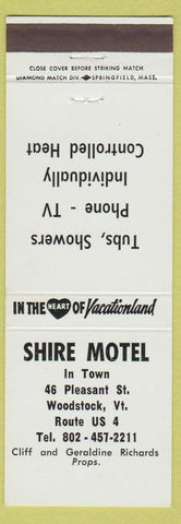 Matchbook Cover - Shire Motel Woodstock VT
