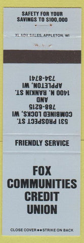 Matchbook Cover - Fox Communities Credit Union Combined Locks WI Appleton #4