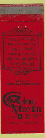Matchbook Cover - Colonial Motor Inn Johnston RI WEAR