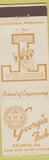 Matchbook Cover - Georgia Tech Yellow Jackets Atlanta GA Engineering School