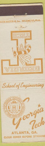 Matchbook Cover - Georgia Tech Yellow Jackets Atlanta GA Engineering School