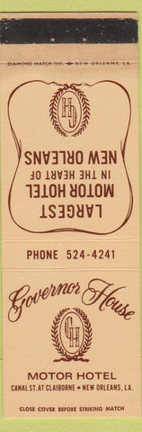 Matchbook Cover - Governor House Motor Hotel New Orleans LA WEAR