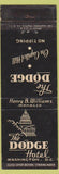Matchbook Cover - Dodge Hotel Washington DC