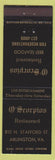 Matchbook Cover - O Scorpios Restaurant Arlington VA
