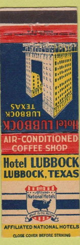 Matchbook Cover - Hotel Lubbock TX Affiliated National Hotel
