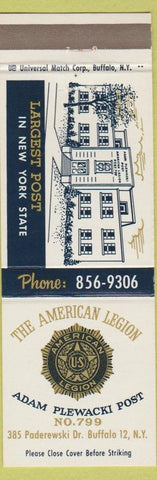 Matchbook Cover - American Legion Buffalo NY Adam Plewacki