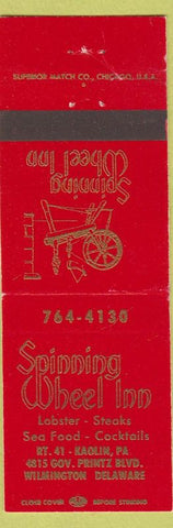 Matchbook Cover - Spinning Wheel Inn Wilmington DE