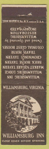 Matchbook Cover - Williamsburg Inn VA