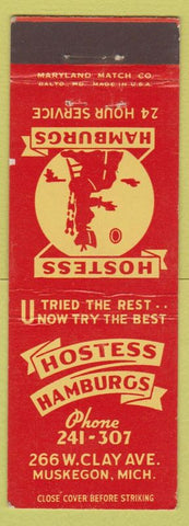 Matchbook Cover - Hostess Hamburgers Muskegon MI girlie