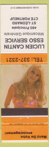 Matchbook Cover - Lucien Cantin Esso oil gas St Leonard Cte Portneuf QC pinup