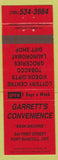 Matchbook Cover - Garrett's Convenience Store Port McNicoll ON red