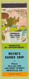 Matchbook Cover - Wayne's Barber Shop Newville PA hillbilly Horseshoes