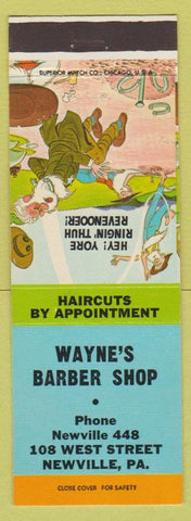 Matchbook Cover - Wayne's Barber Shop Newville PA hillbilly Horseshoes