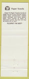Matchbook Cover - TV Food Products Canada Paper Towels True Value