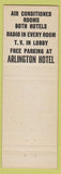 Matchbook Cover - Arlington Hotel Lynchburg VA Mayfair Charlotte NC WEAR