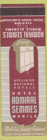 Matchbook Cover - Hotel Admiral Semmes Mobile AL