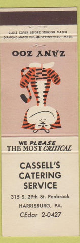 Matchbook Cover - Zany Zoo Cassell's Catering Harrisburg PA Tiger