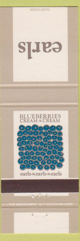 Matchbook Cover - Earls Blueberries Cream Canada
