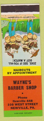 Matchbook Cover - Wayne's Barber Shop Newville PA hillbilly mmoonshine