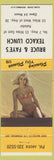 Matchbook Cover - Bruce Faye's Texaco oil gas Kaladar ON pinup yellow band