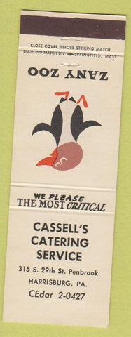 Matchbook Cover - Zany Zoo Cassell's Catering Harrisburg PA