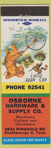 Matchbook Cover - Osborne Hardware Chattanooga TN monkey